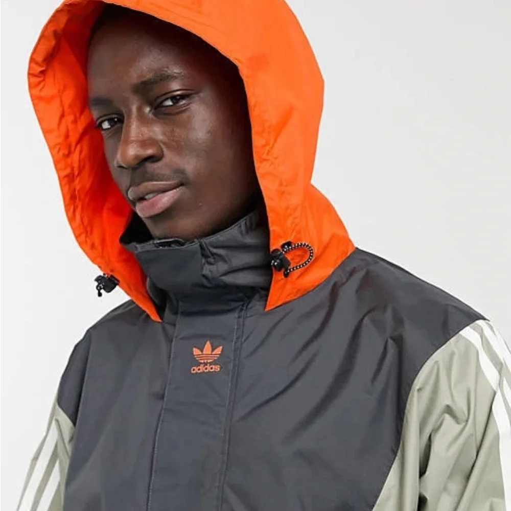 Gray and orange men’s adidas anorak 10k jacket Sz small - Picture 3 of 8